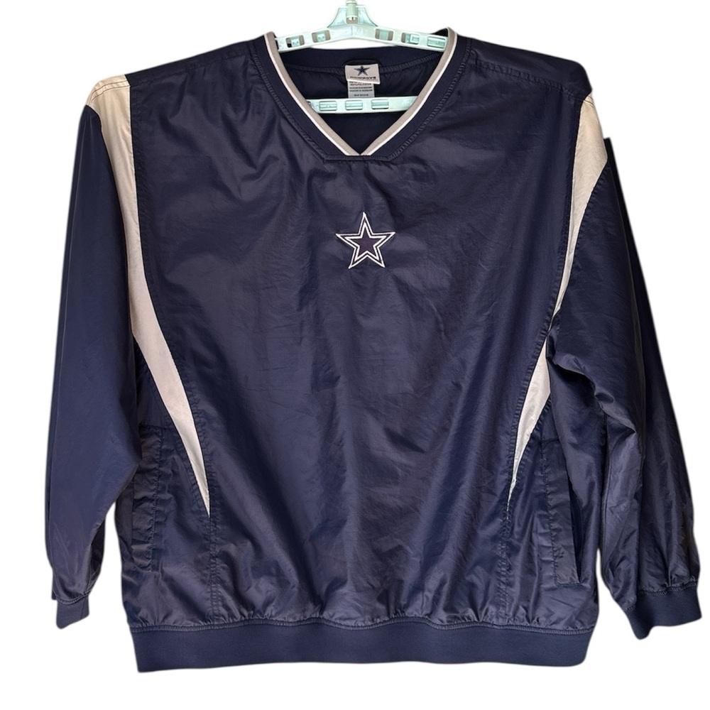 Vintage 1990s Dallas Cowboys Navy Star Logo Pullover Windbreaker Jacket Size XL